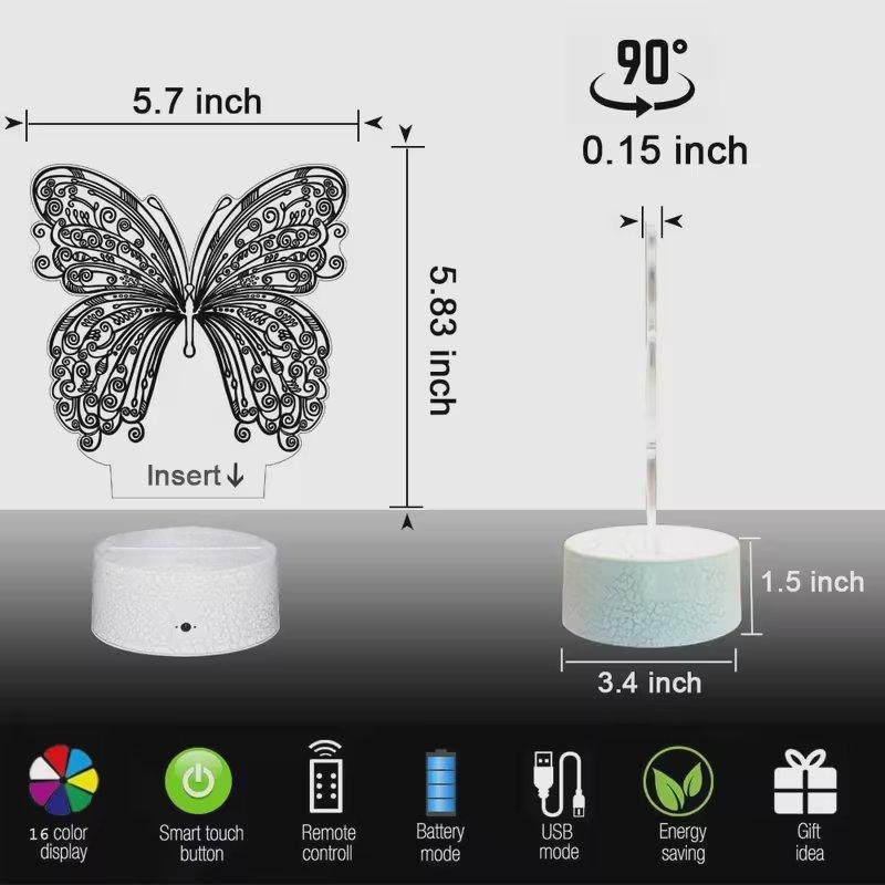 Decorative butterfly LED lamp with 3D illusion effect for UAE living rooms.