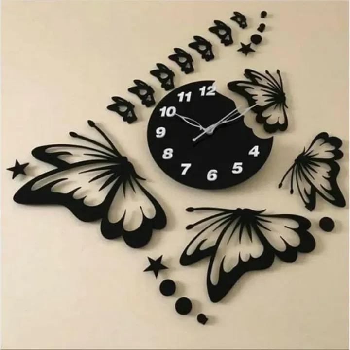 Silent 12-inch butterfly wall clock, perfect for bedrooms in Dubai.